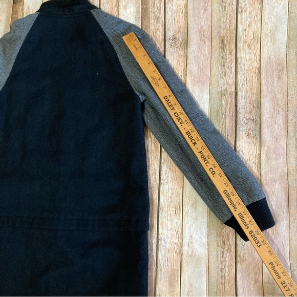 Express wool blend black coat without hood XS herringbone sleeves dry clean only - Picture 7 of 12